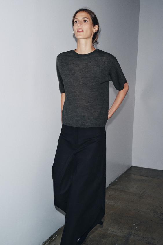 WOOL SHORT SLEEVE SWEATER