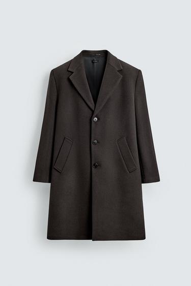 ПАЛЬТО REGULAR FIT ИЗ ШЕРСТИ — КОРИЧНЕВЫЙ от Zara