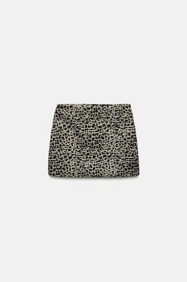 LEOPARD PRINT MINI SKIRT - Leopard / Grey by Zara