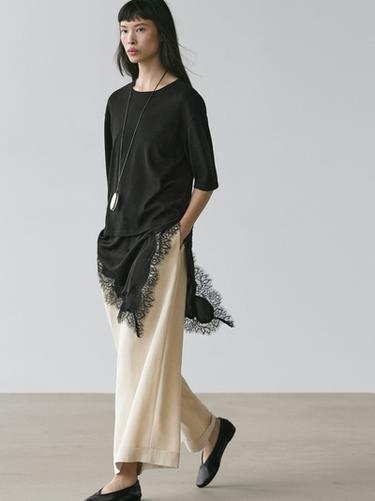 Zara Sweater with contrast lace detail - Black