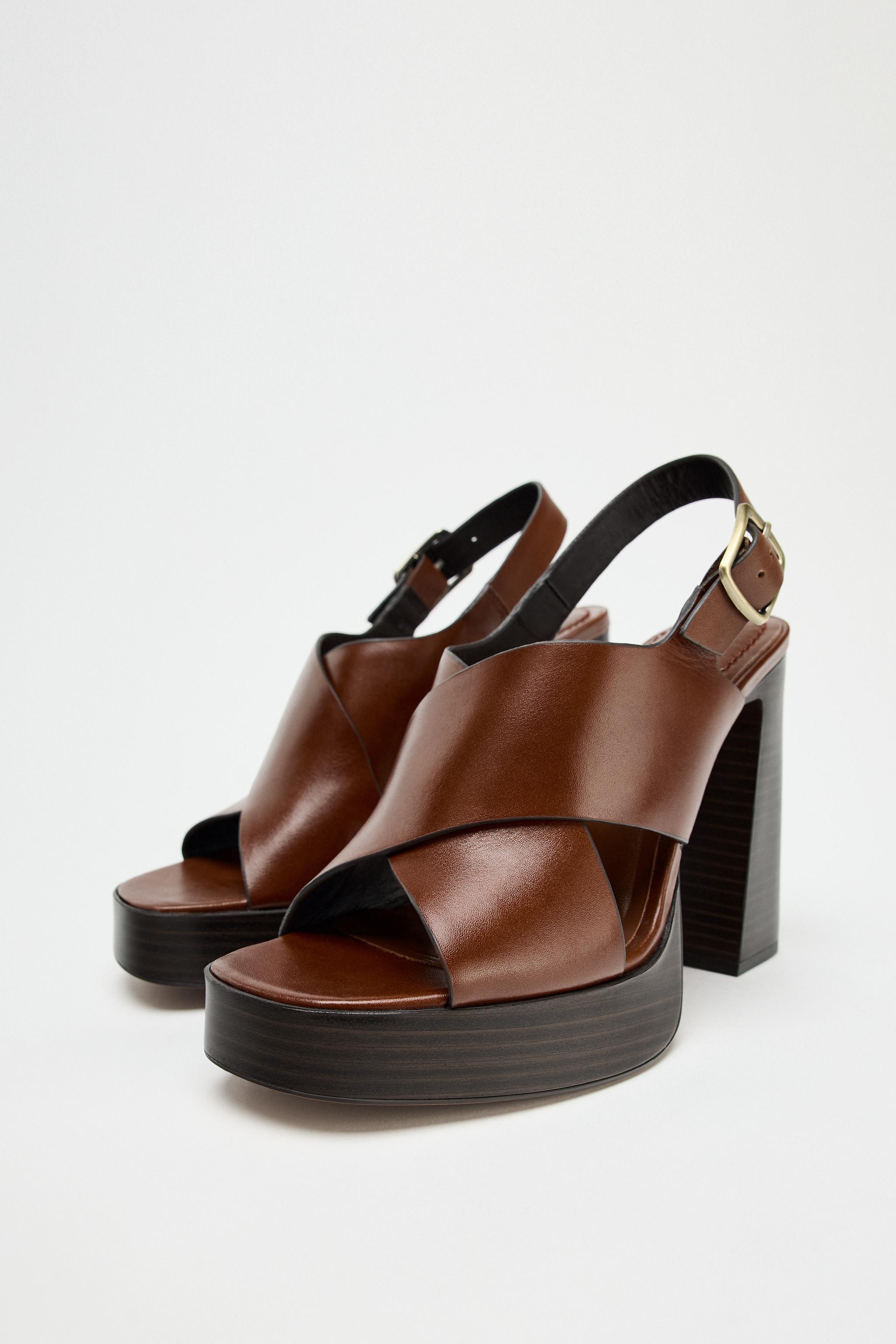 レザーハイヒールサンダル - ブラウン | ZARA Japan / 日本 レザーハイヒールサンダル - ブラウン | ZARA Japan / 日本