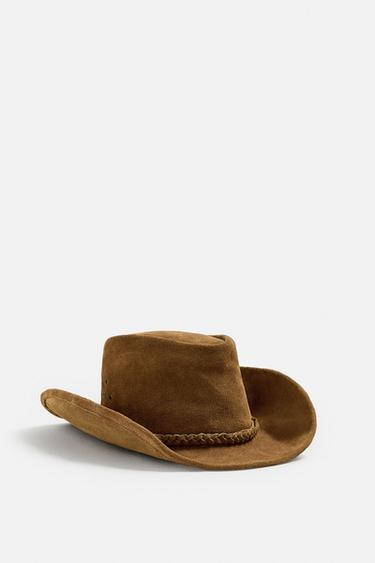 SUEDE LEATHER HAT - Tobacco by Zara