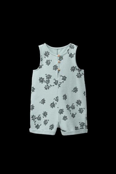 KURZER OVERALL MIT BLUMENMUSTER - Seegrün von Zara