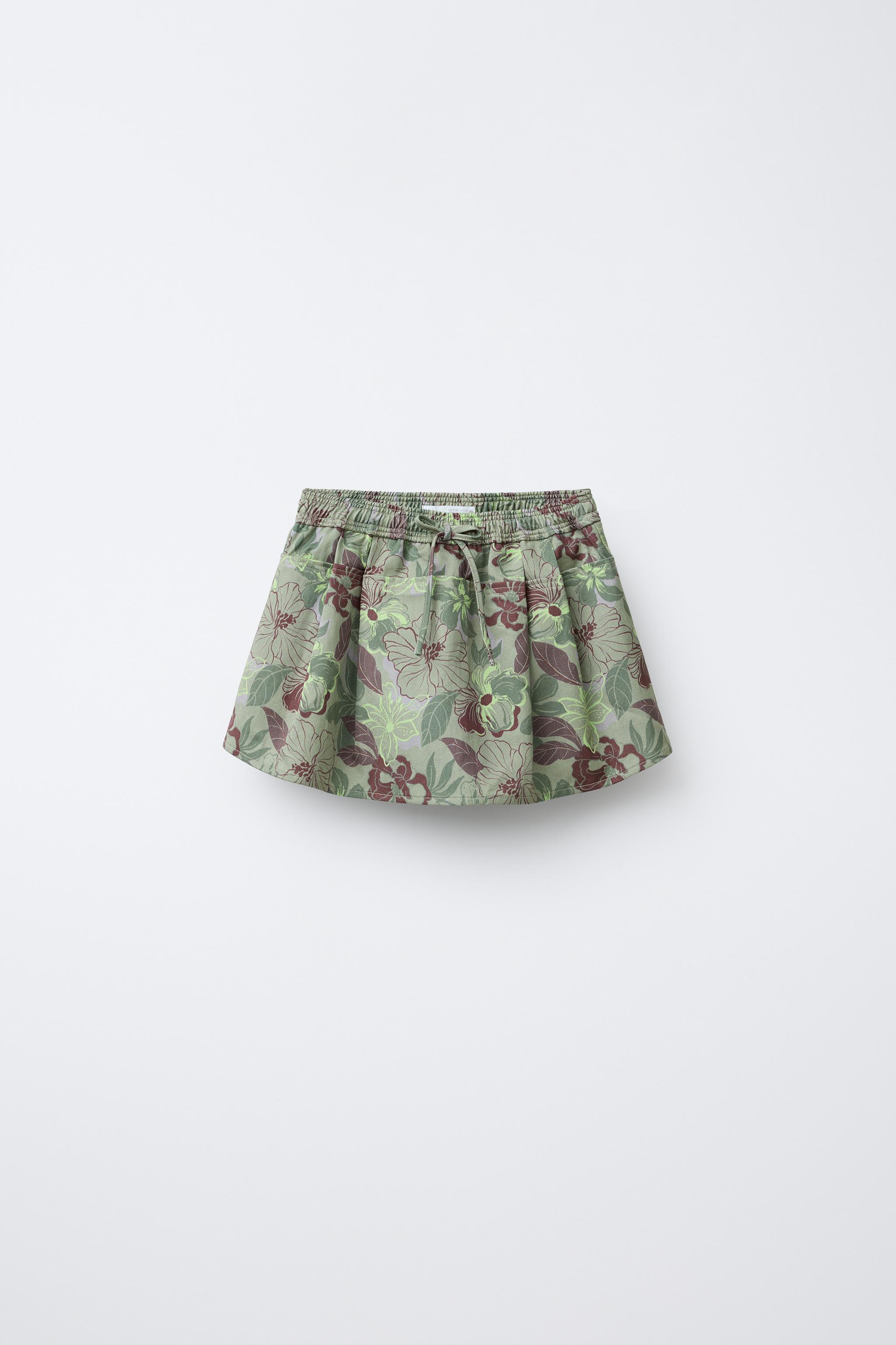 リーフ柄バミューダパンツ風スコート - カーキ | ZARA Japan / 日本