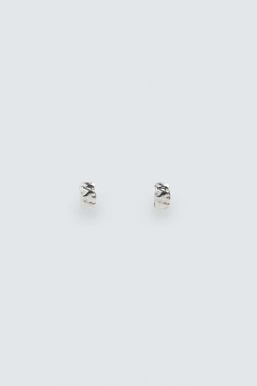 Zara IRREGULAR HOOP EARRINGS - Silver