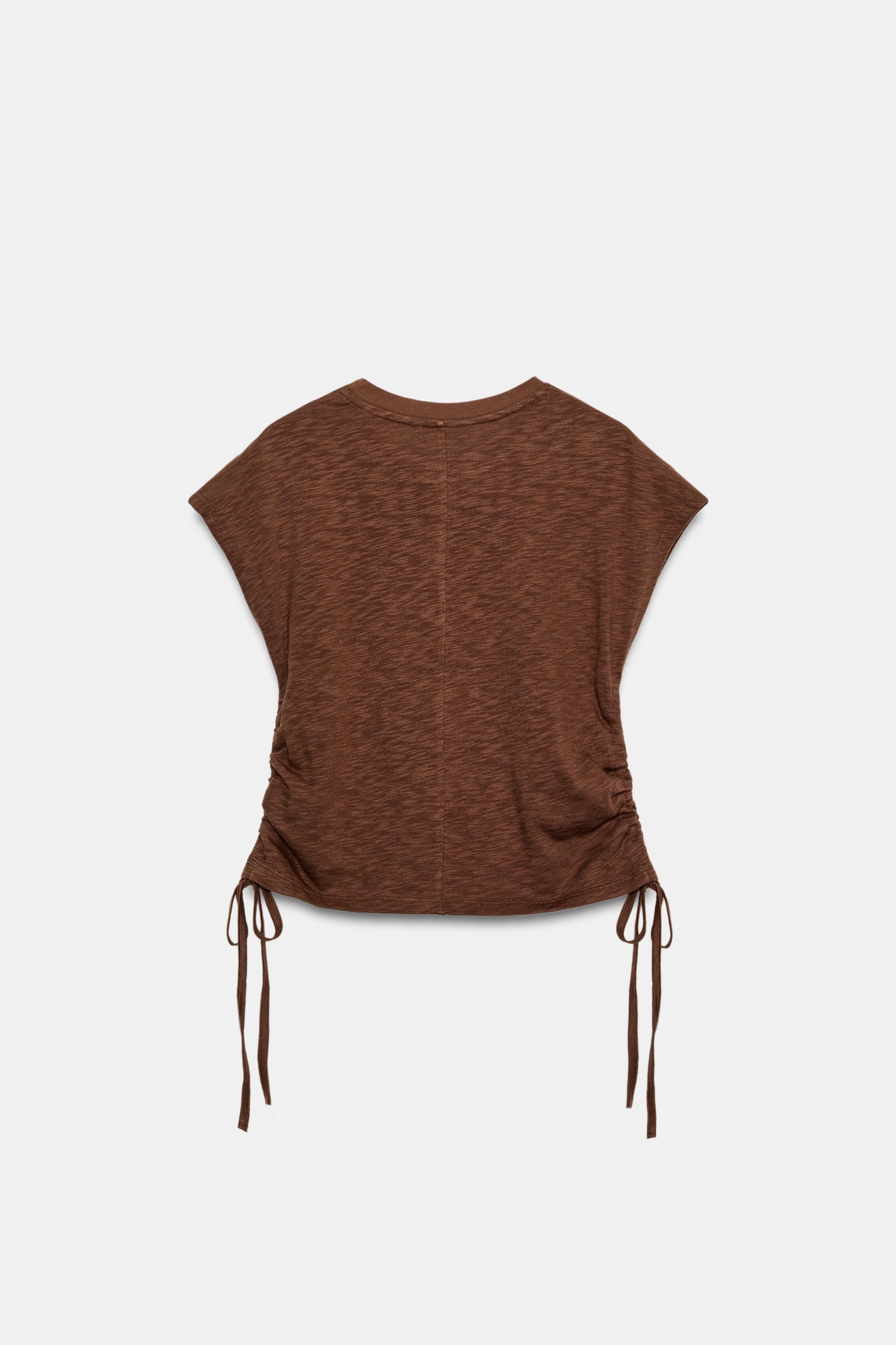 Женские футболки Zara RUSTIC RUCHED T-SHIRT — фото 8