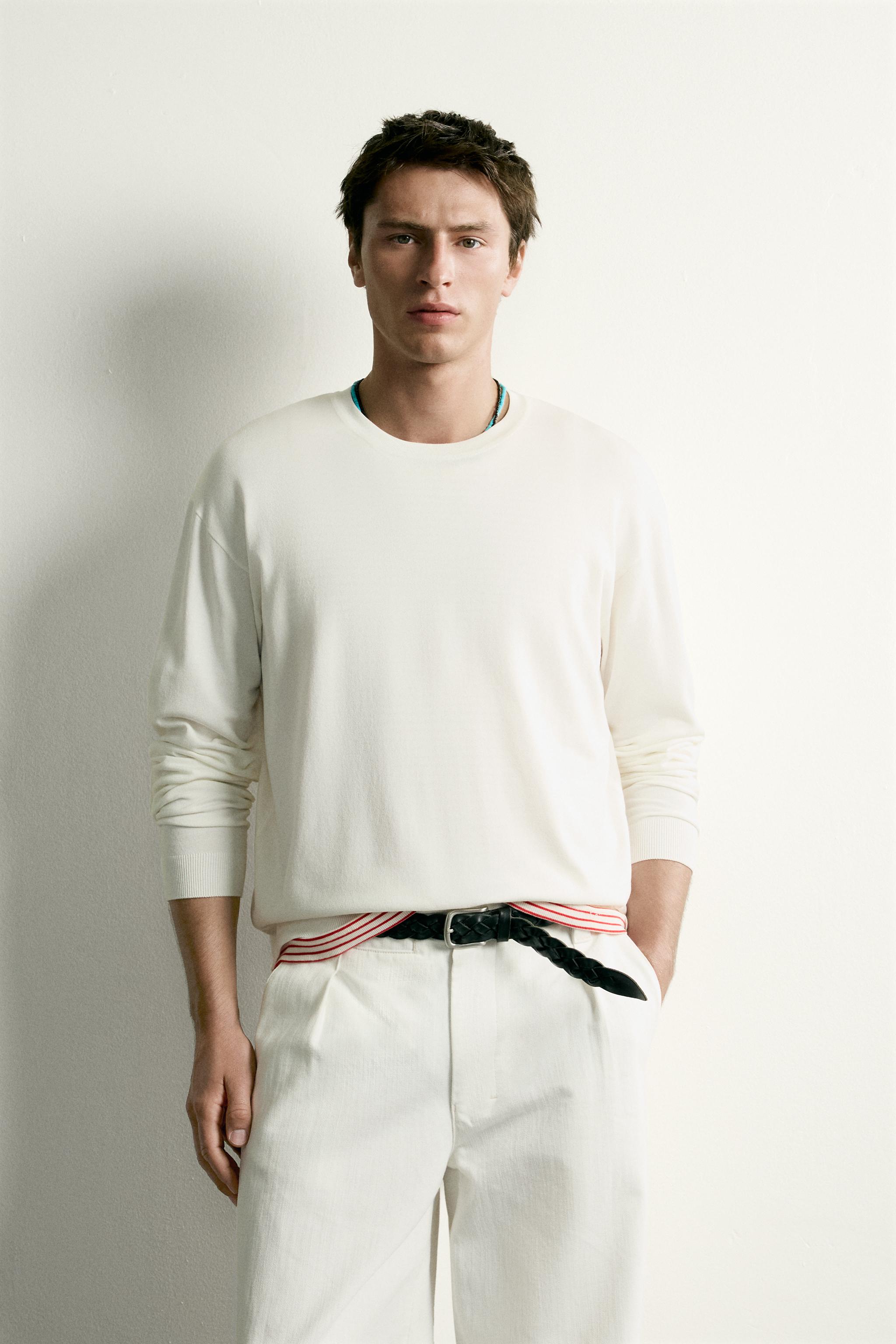 BASIC REGULAR FIT SWEATER — Oyster-white
