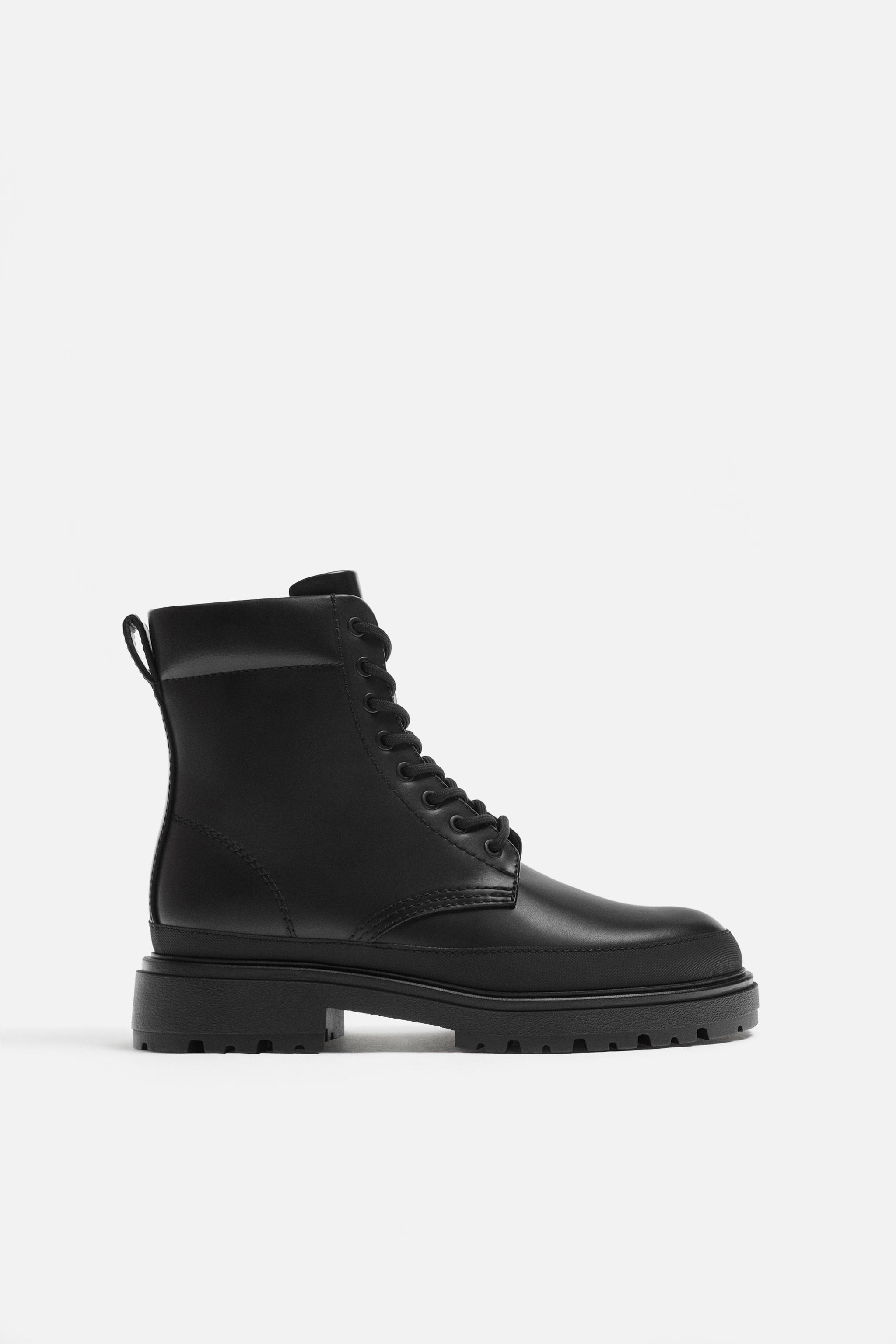 LACE-UP BOOTS WITH TRACK SOLE Black ZARA India