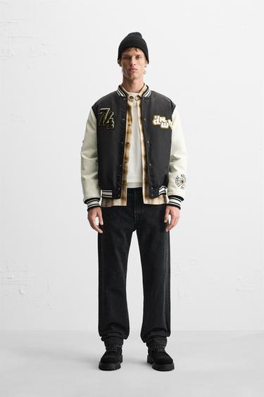 VESTE AVEC PIÈCES EN MATIÈRES VARIÉES - Blanc / Noir de Zara
