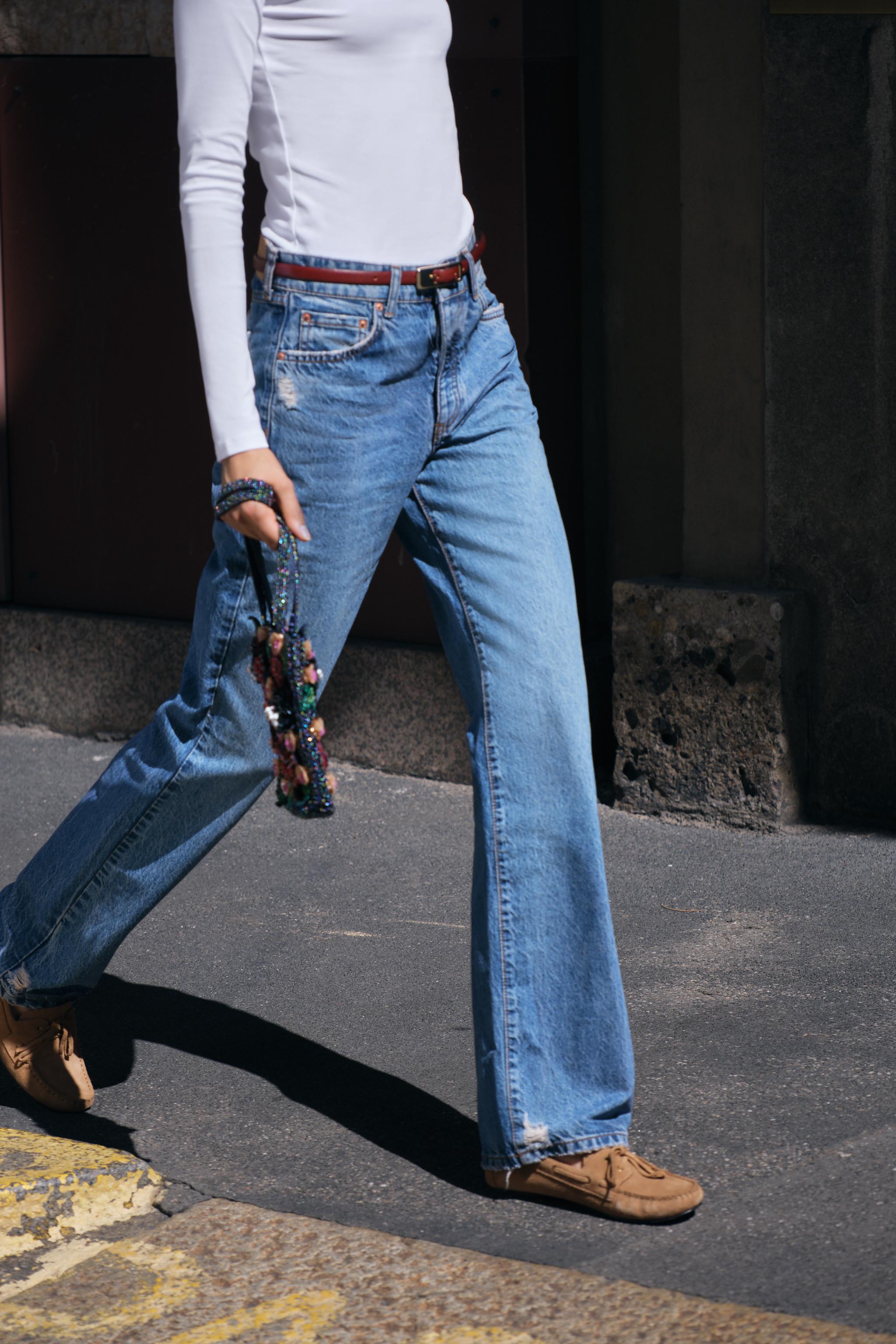 STRAIGHT LEG FULL LENGTH Z1975 JEANS WITH A HIGH WAIST - Mid-blue | ZARA  United States