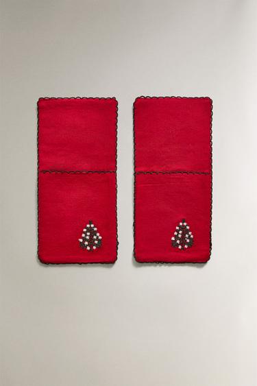 LOT DE PORTE-COUVERTS BRODERIE NOËL (LOT DE 2) - Rouge de Zara - Image 0
