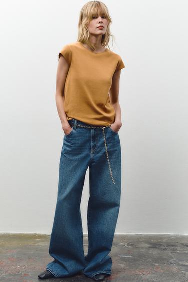 Zara SHORT SLEEVE COTTON T-SHIRT - Ocher - Image 0