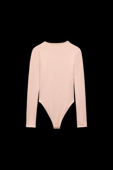 BODY POLIAMIDA MANGA LARGA - Rosa palo de Zara