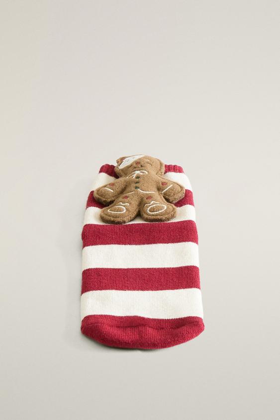KIDS' NON-SLIP GINGERBREAD CHRISTMAS SOCK - Red by Zara - Image 0