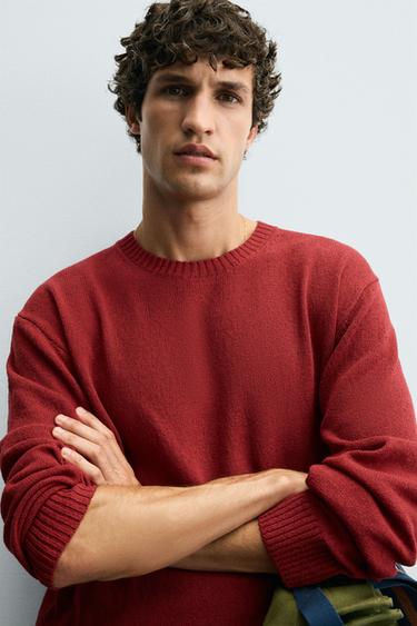 JERSEY RELAXED FIT ESTRUCTURA - Rojo de Zara