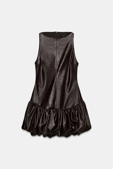 VESTIDO MONO EFECTO PIEL GLOBO - Marrón oscuro de Zara - Imagen 0