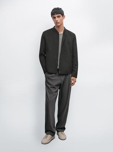 Zara Double-layer wool blend bomber jacket - Anthracite grey - Image 0