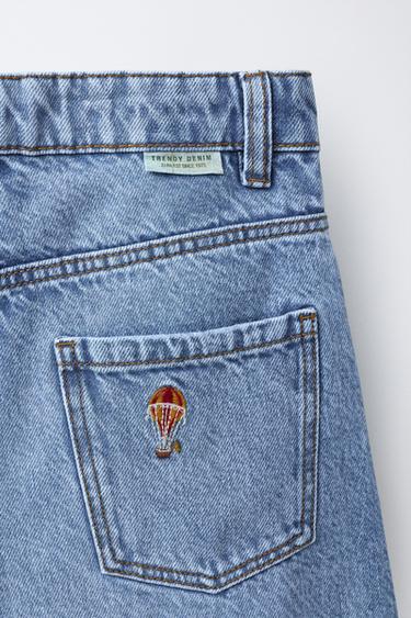 EMBROIDERED BALLOON JEANS - Blue by Zara - Image 3