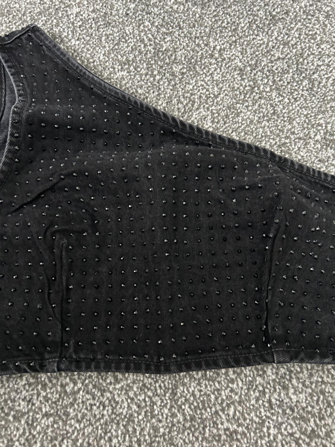TRF DENIM CROP TOP WITH RHINESTONES - Image 2