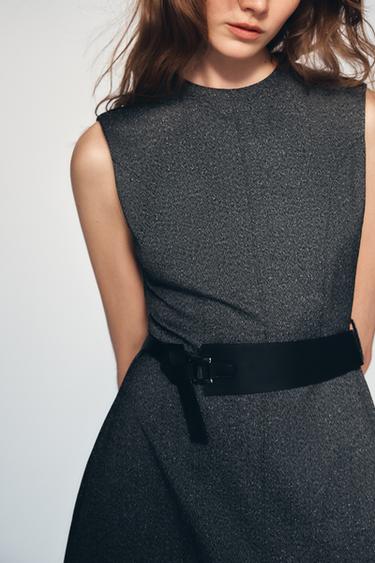 MELANGE MIDI DRESS WITH BELT - Grey marl by Zara