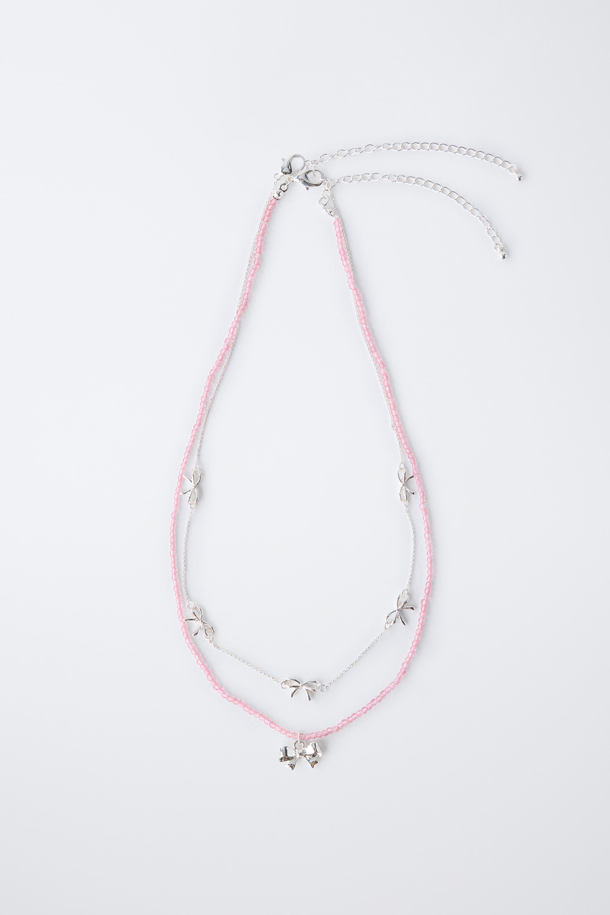 TWO-PACK OF BOW NECKLACES - Pink | ZARA Canada