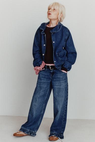 JEANS ACABAMENTO EM FOLHO - Azul da Zara