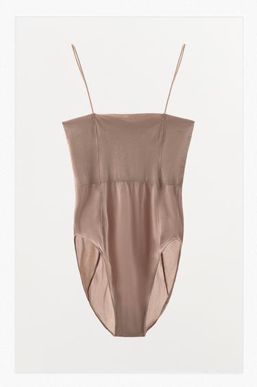 FITTED BODYSUIT WITH STITCHING - Beige-pink by Zara