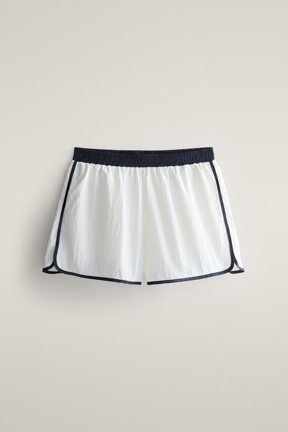 CONTRAST-TRIM SHORTS - White by Zara - Image 0