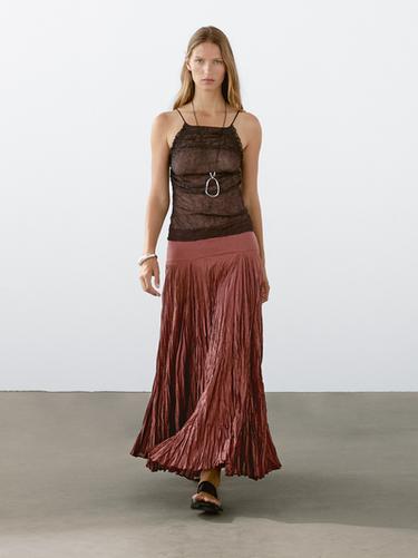 Zara Open back halter top - Burgundy - Image 0
