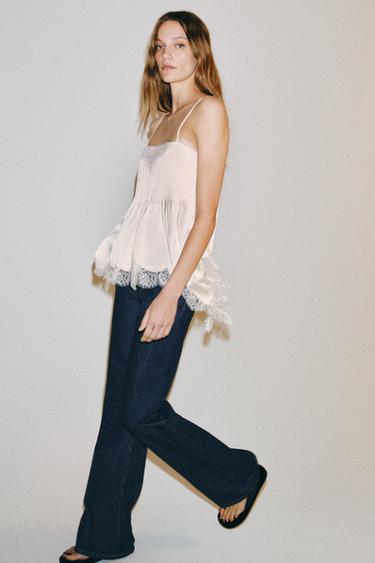 ZW COLLECTION LACE CAMISOLE TOP - Beige-pink by Zara - Image 4