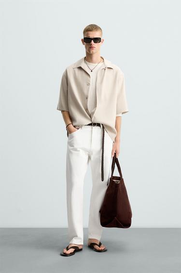RELAXED FIT FLOWING SHIRT - Light beige by Zara - Image 0