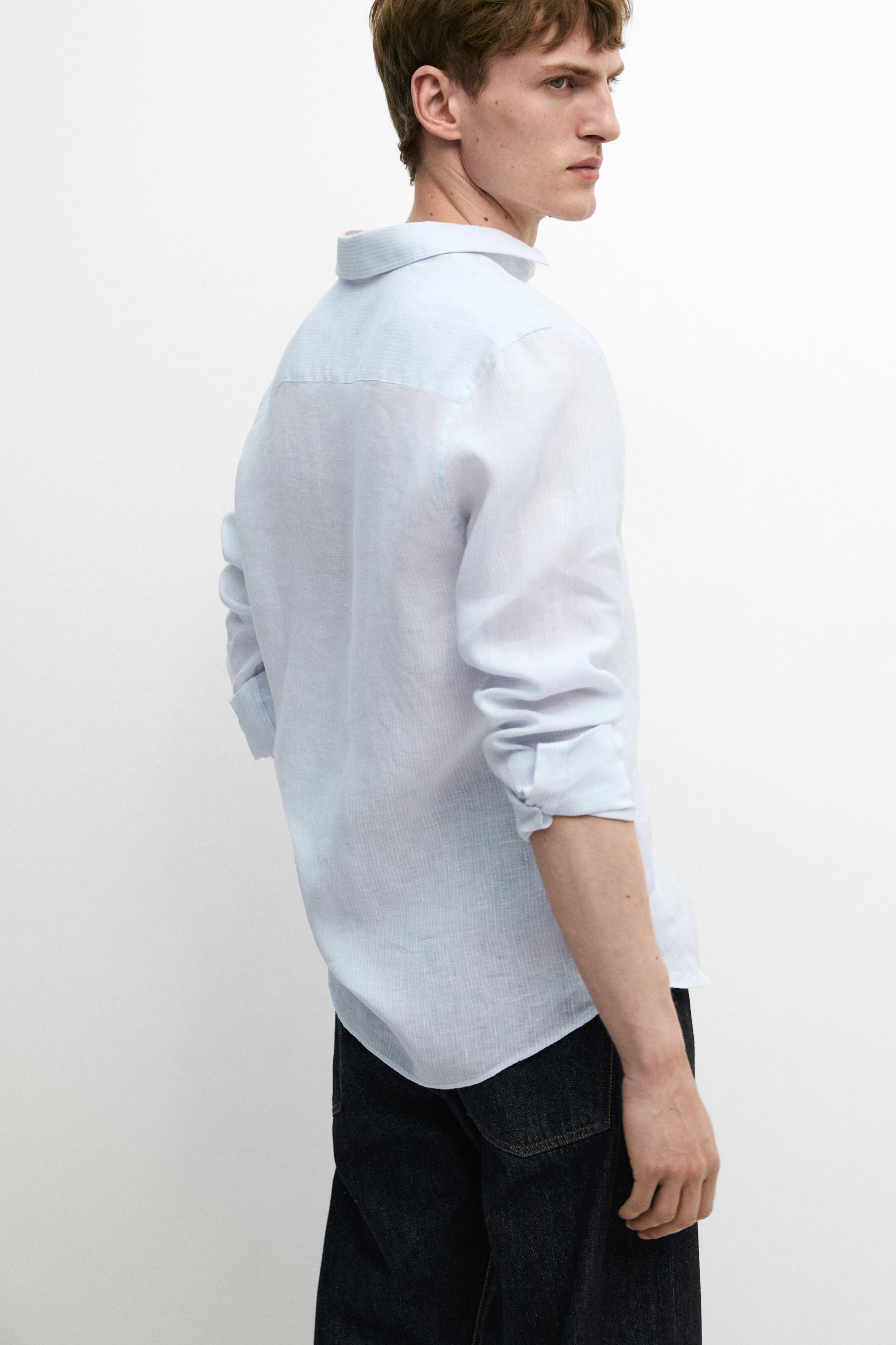 Striped slim fit linen shirt