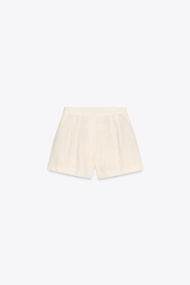 BERMUDA PINZAS CON LINO - Crudo de Zara
