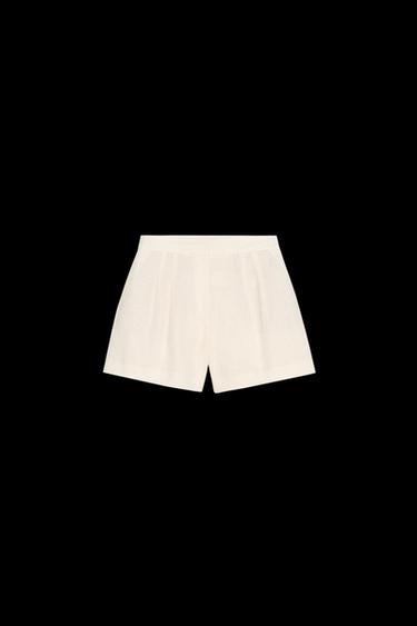 BERMUDASHORTS MIT BUNDFALTEN UND LEINEN - Cremefarben von Zara - Bild 0