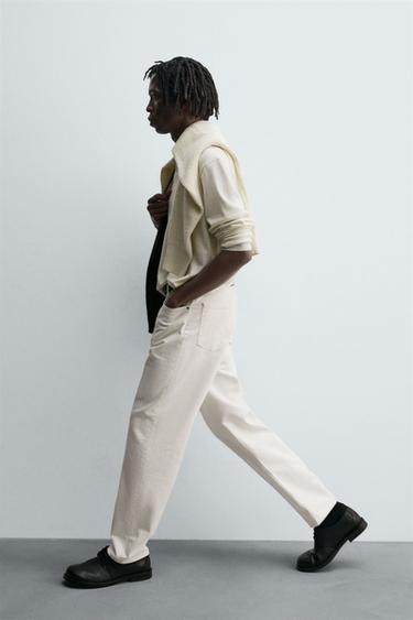 STRAIGHT FIT JEANS - Oyster-white by Zara