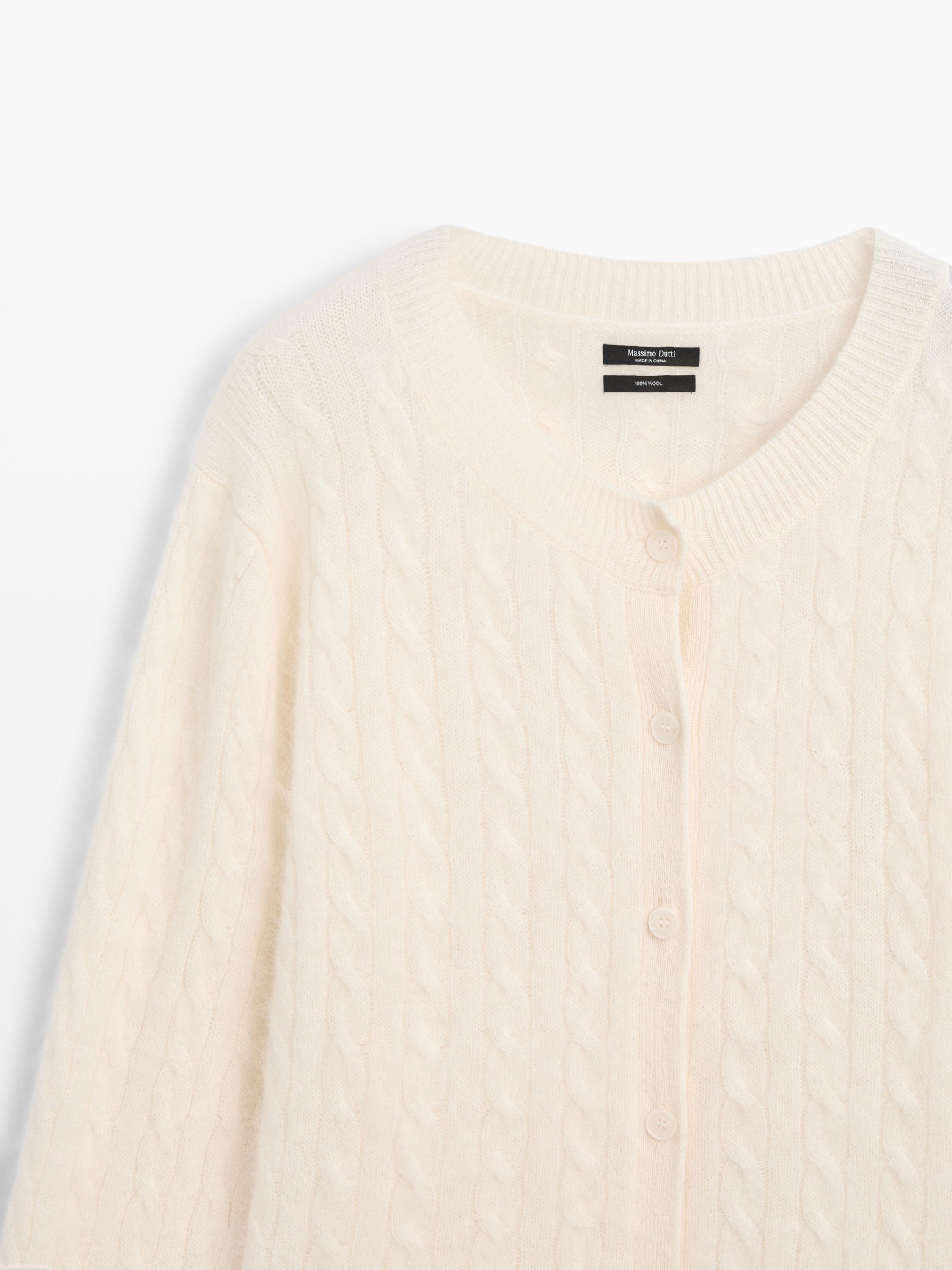 100% wool cable-knit cardigan