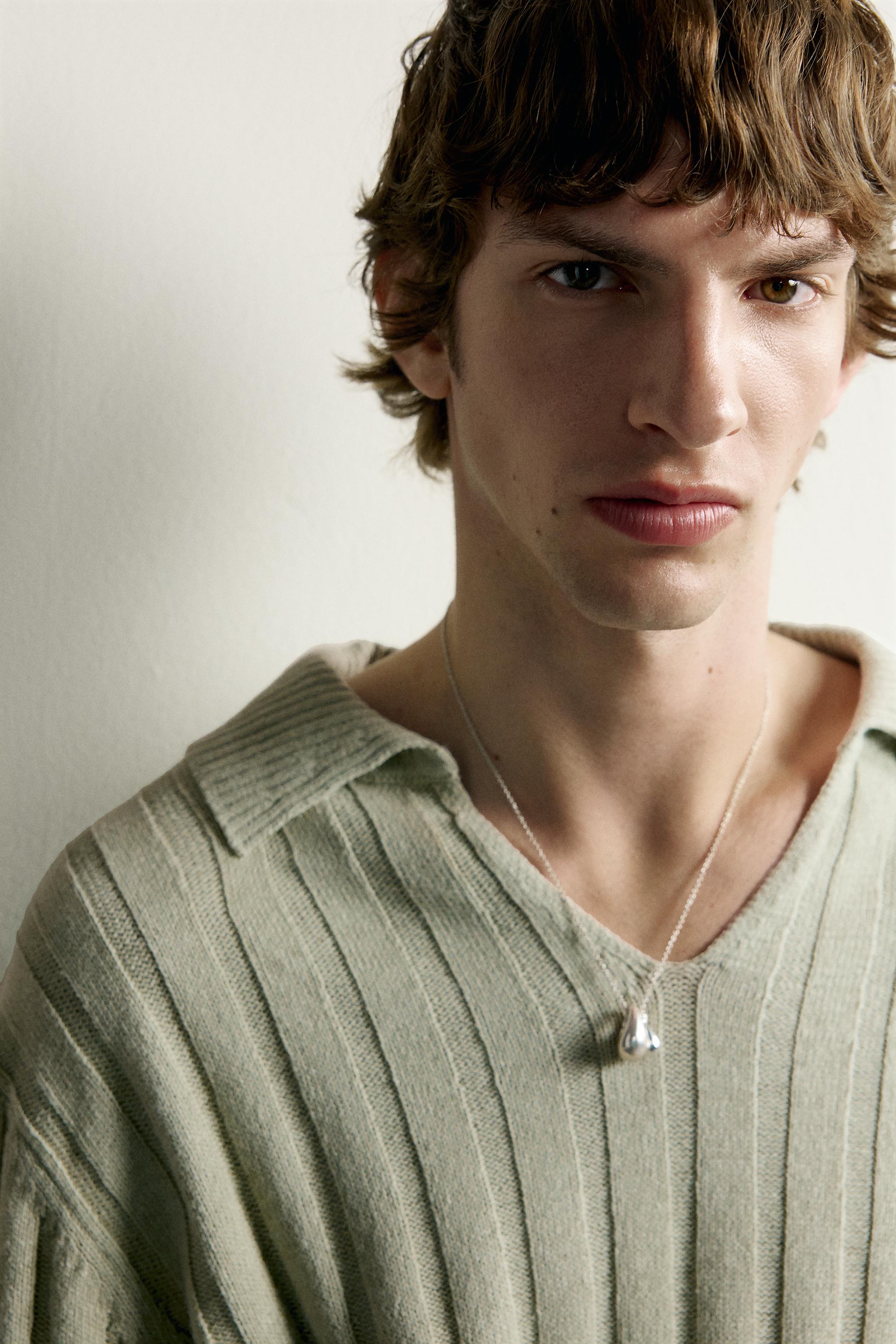 Мужские свитеры Zara LINEN-COTTON RIBBED KNIT POLO — фото 6