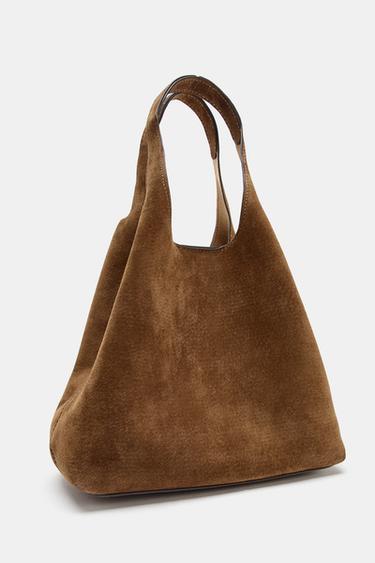 SPLIT SUEDE MINI TOTE BAG - Brown by Zara - Image 3