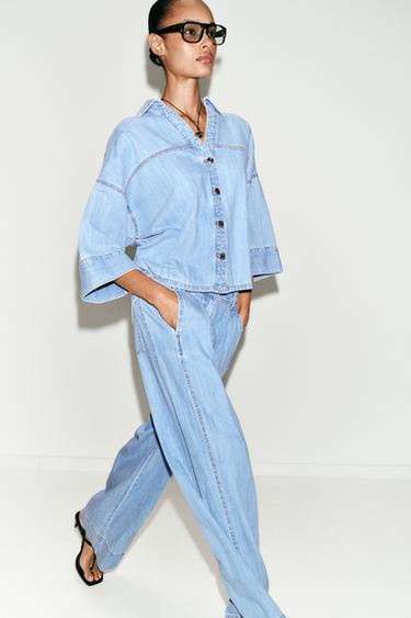 Z1975 WIDE SLEEVE DENIM SHIRT - Mid-blue by Zara - Image 2
