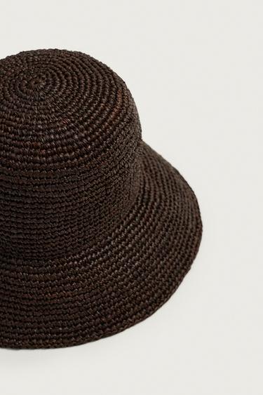 RAFFIA BUCKET HAT — Brown 2