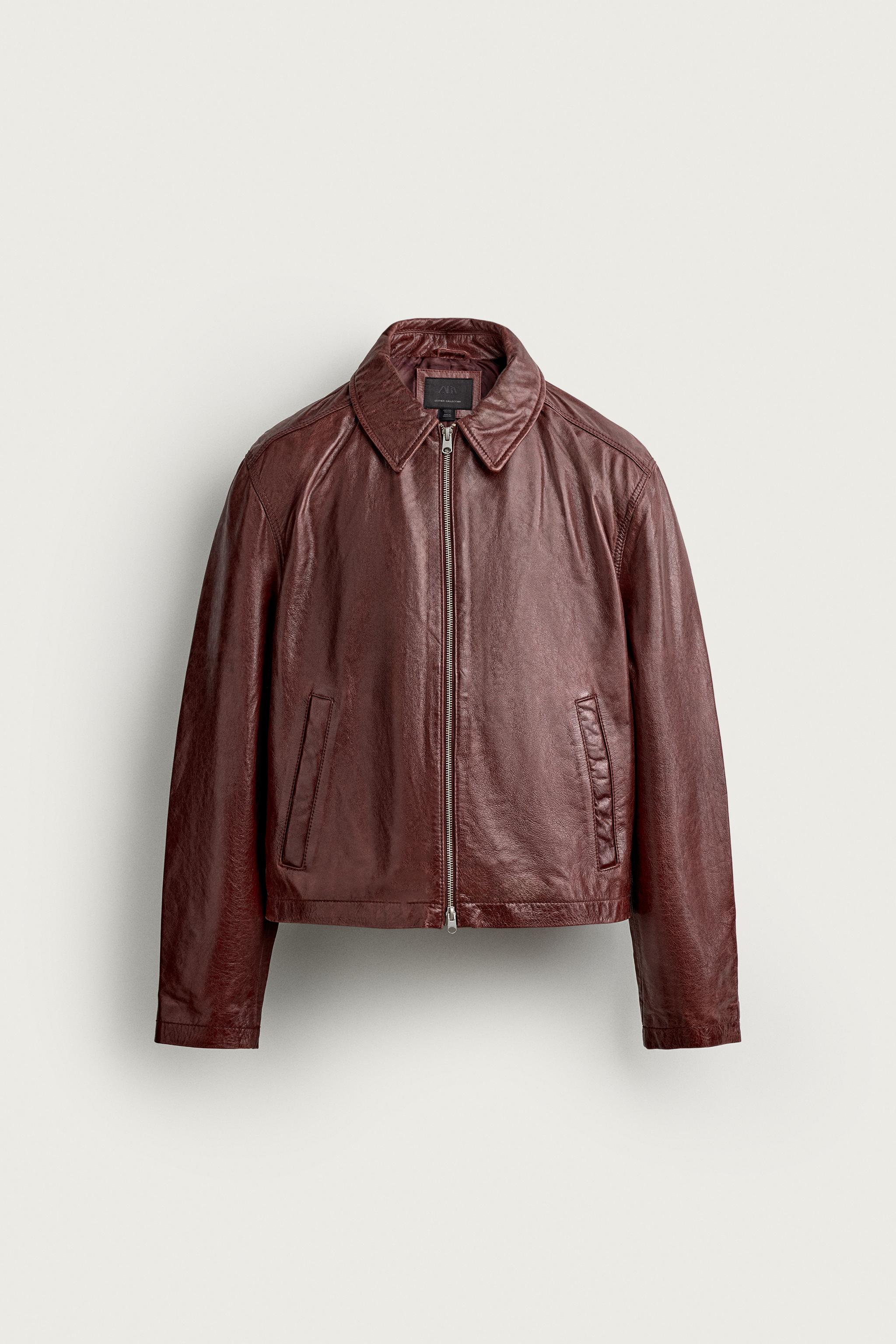 CROPPED-FIT LEATHER JACKET