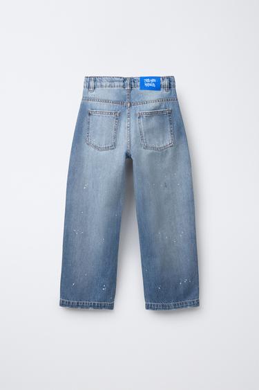SPLATTER PRINT RELAXED BALLOON JEANS - Light blue by Zara - Image 1