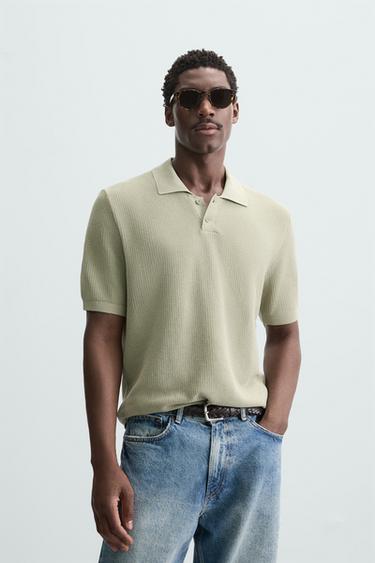 POLO PUNTO ESTRUCTURA - verde lavado de Zara