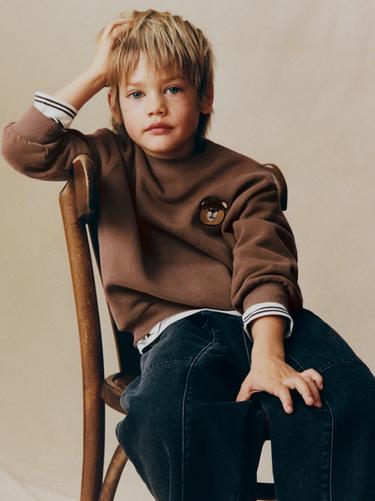 EMBROIDERED BEAR SWEATSHIRT - Brown by Zara