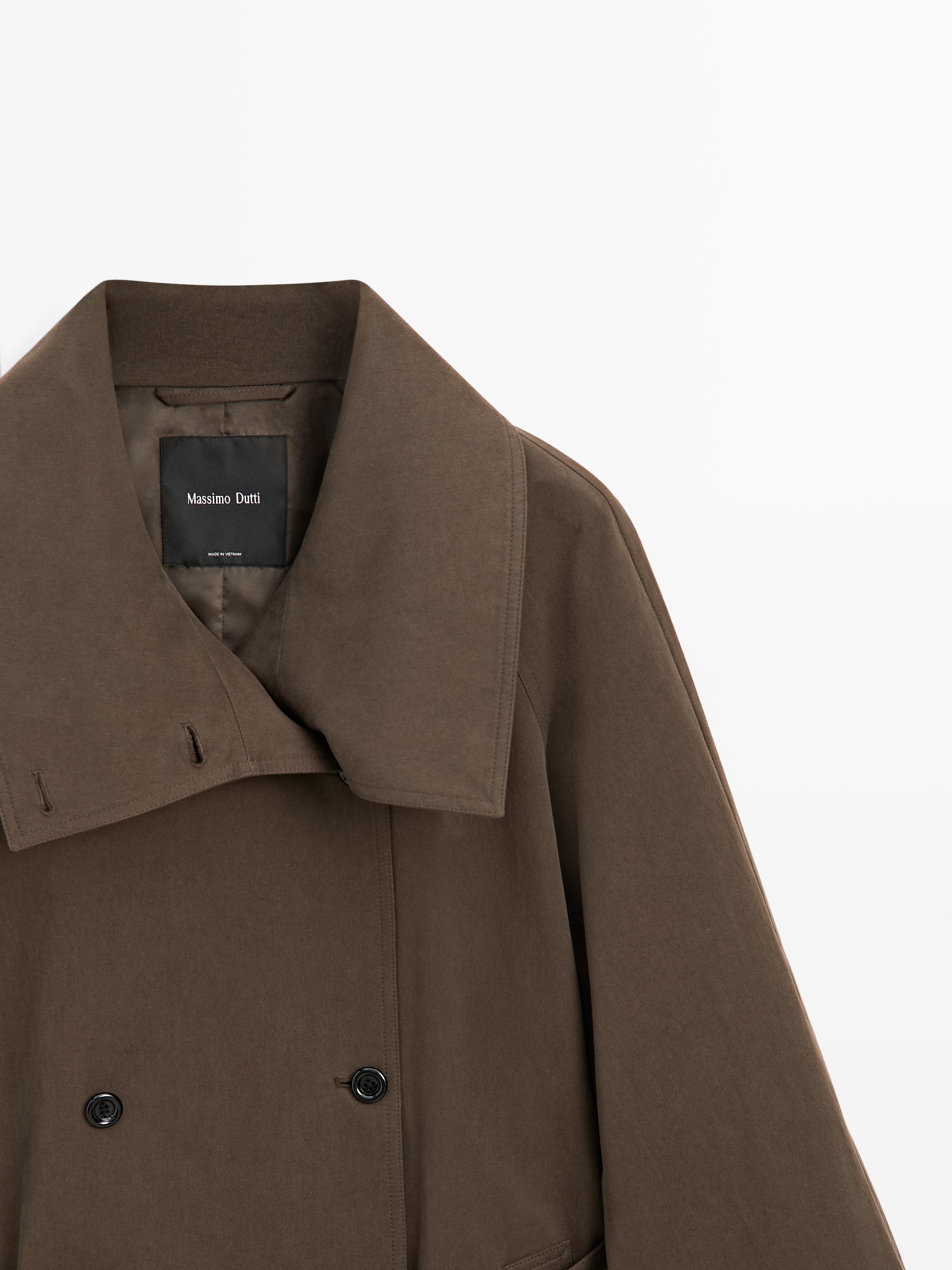 High collar trench coat