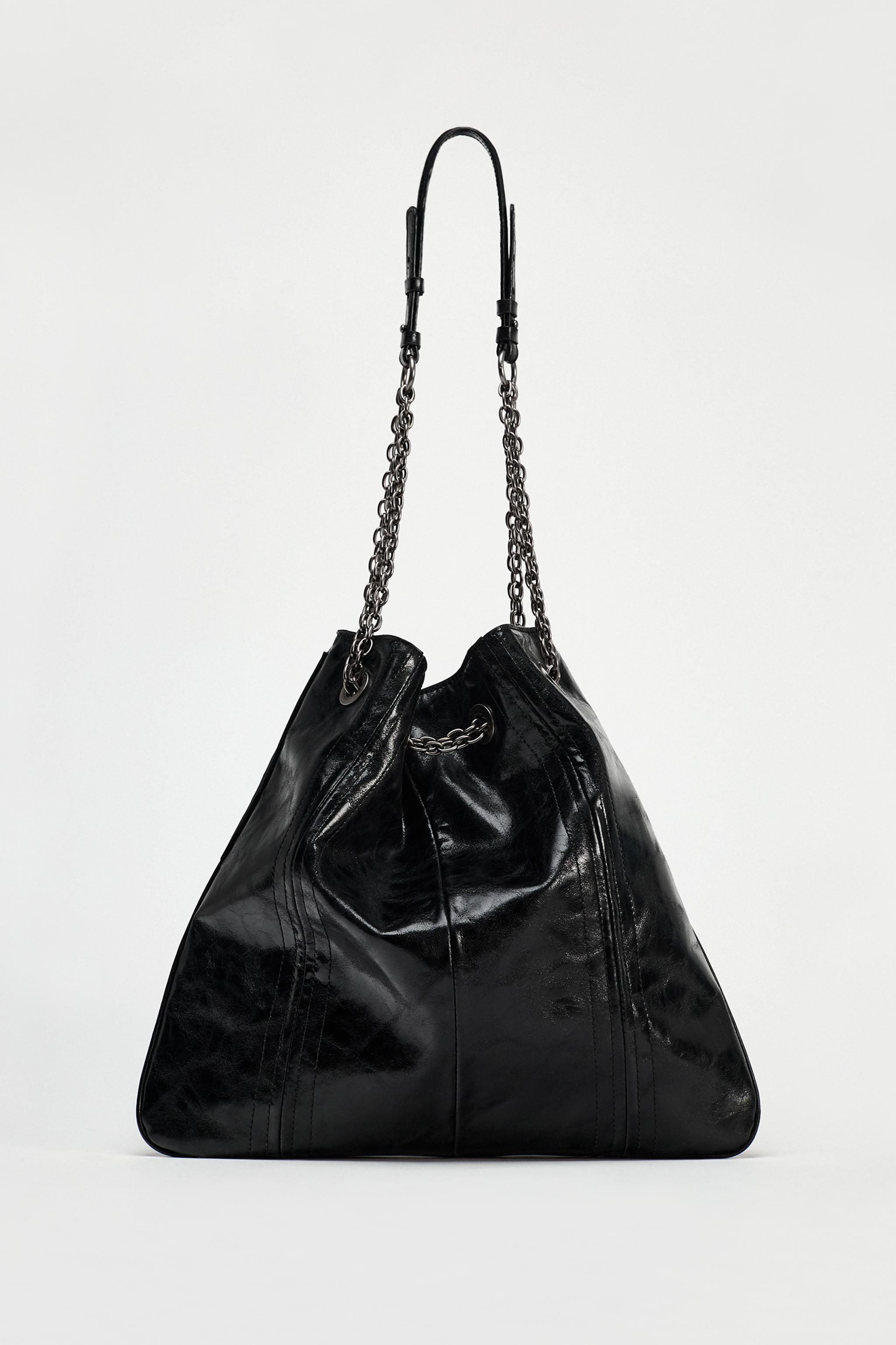 Zara bucket bag with chain detail sale