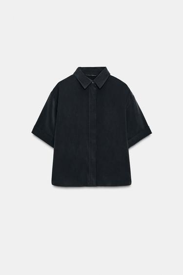 CAMISA FLUIDA MANGA CORTA - Negro de Zara
