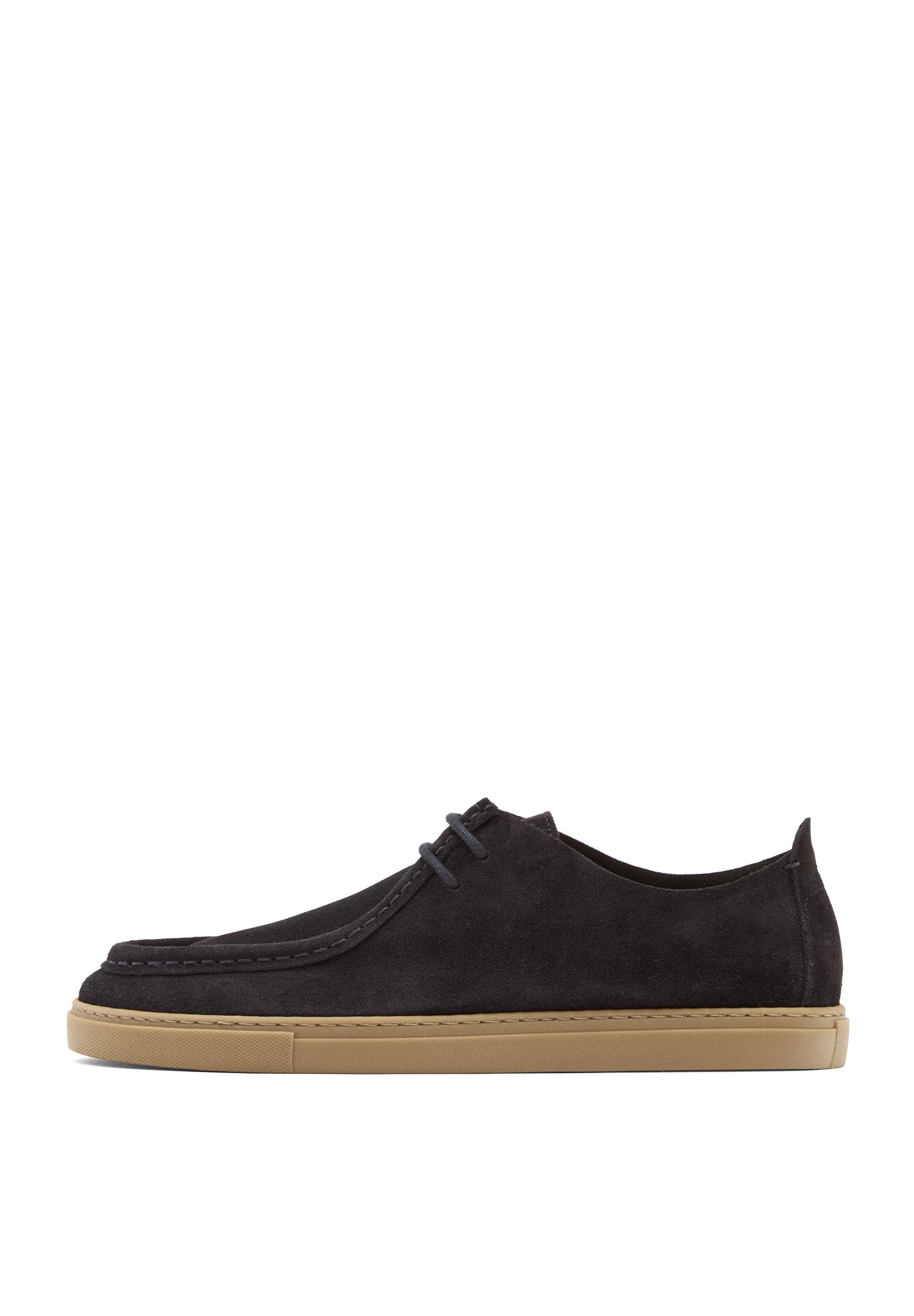 Soft leather moc toe shoes — Navy Blue