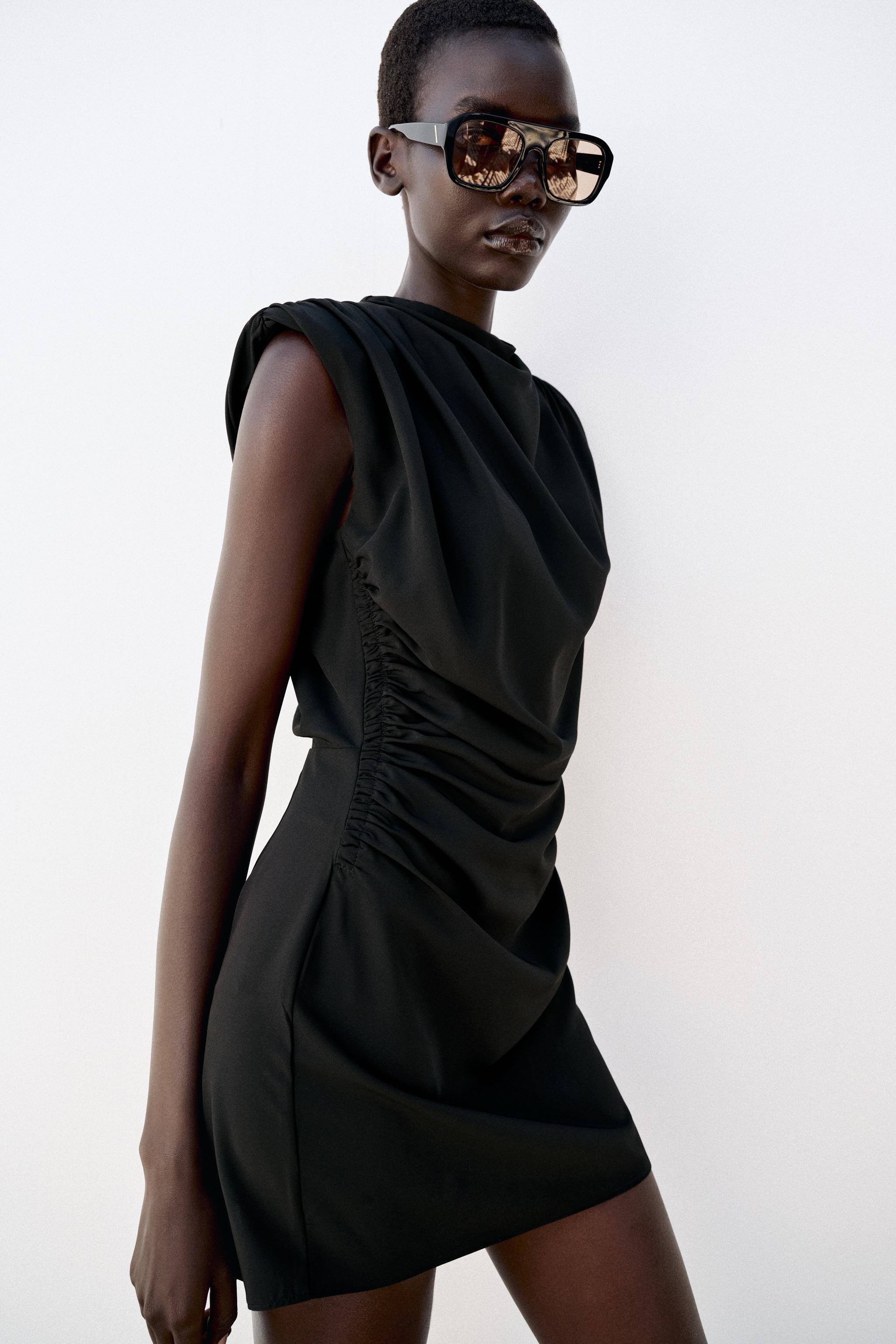 Женские платья Zara DRAPED MINI DRESS WITH SHOULDER PADS — фото 2