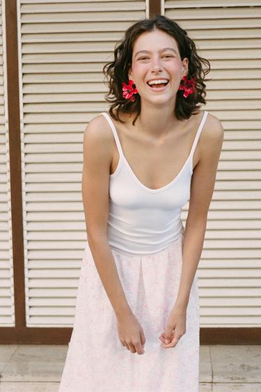 STRUCTURED LAYERED MIDI SKIRT - Pink / White by Zara - Image 3